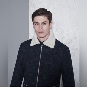 REISS Bomber Sherpa shearling collar jacket